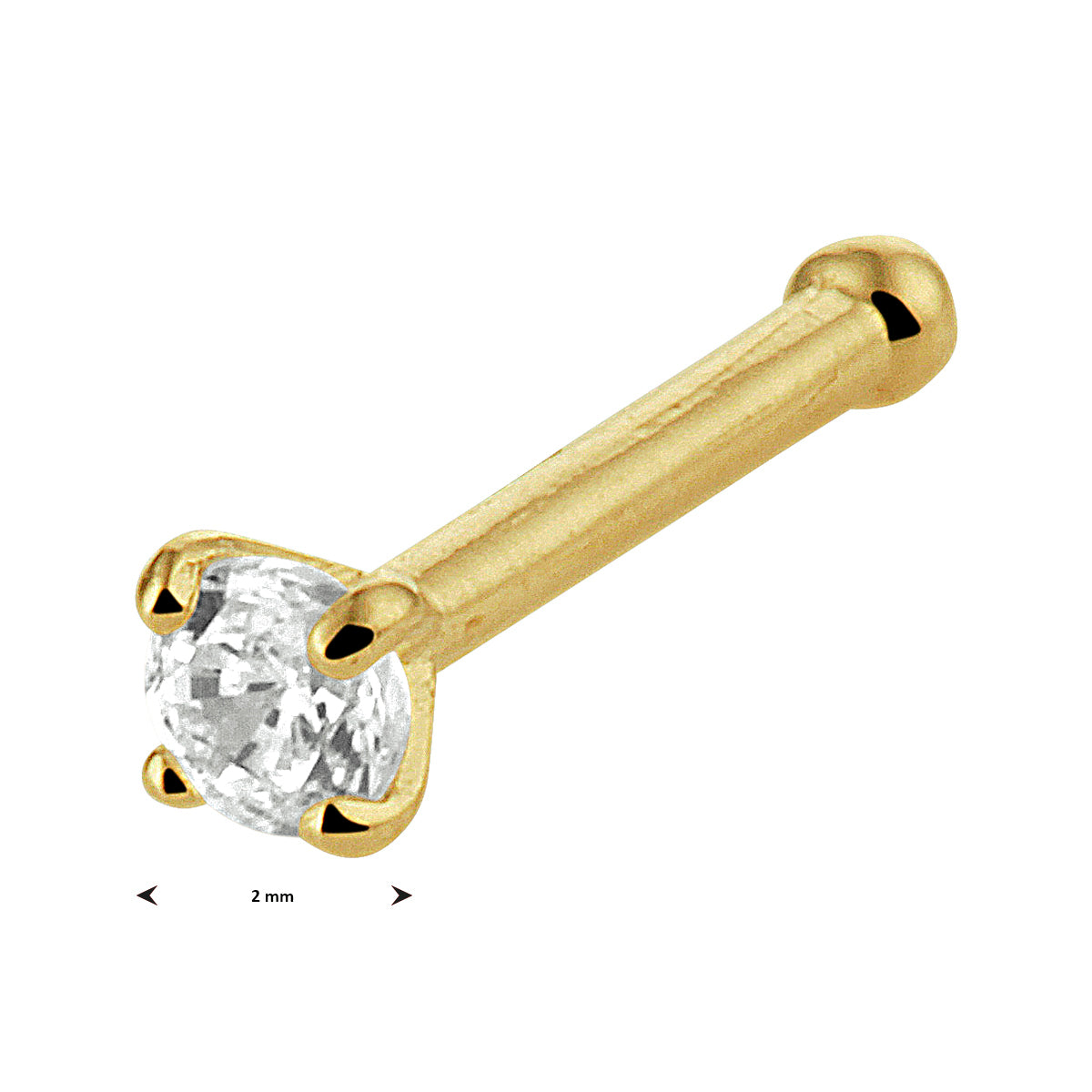 Kugel-Nasenstecker aus 14-karätigem Gelbgold mit Zirkonia