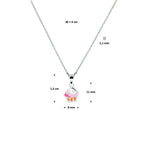 Halskette Cupcake Emaille 36 + 4 cm Silber rhodiniert