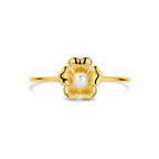 ring bloem parel 14K geelgoud