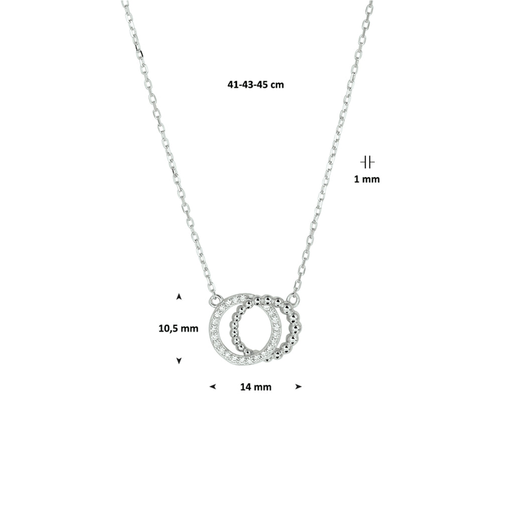 Halskette runder Zirkonia 41 - 43 - 45 cm Silber rhodiniert