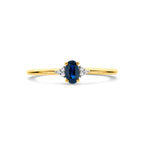 ring saffier en diamant 0.02ct h si 14K geelgoud