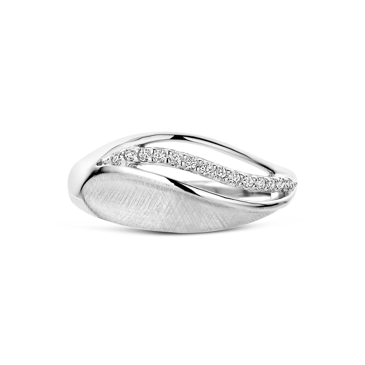 ring gescratcht poli/mat zirkonia zilver gerhodineerd