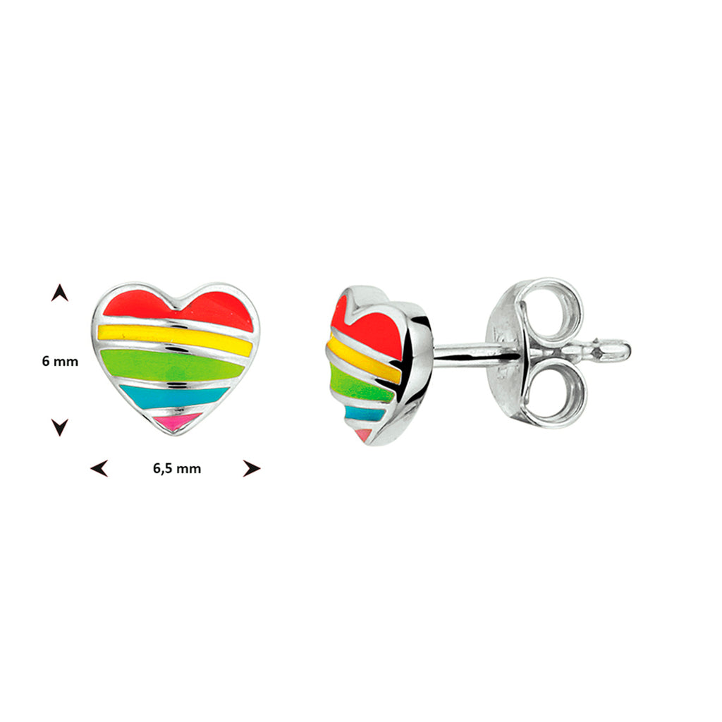 Ohrstecker Herz Emaille Silber rhodiniert