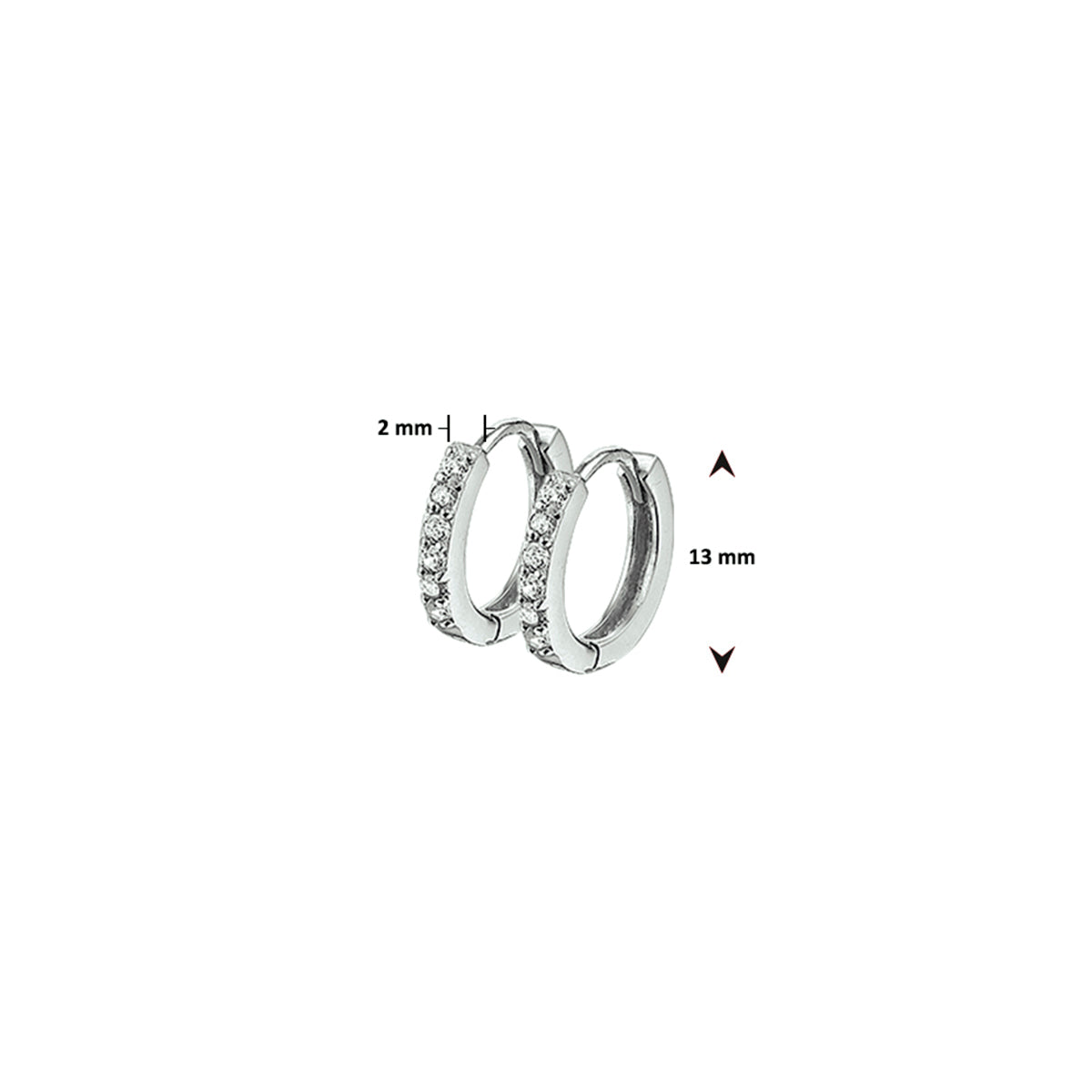 klapoorringen zirkonia zilver gerhodineerd