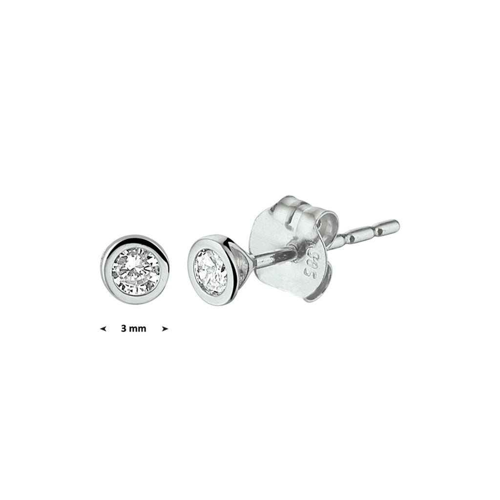 oorknoppen zirkonia 14K witgoud