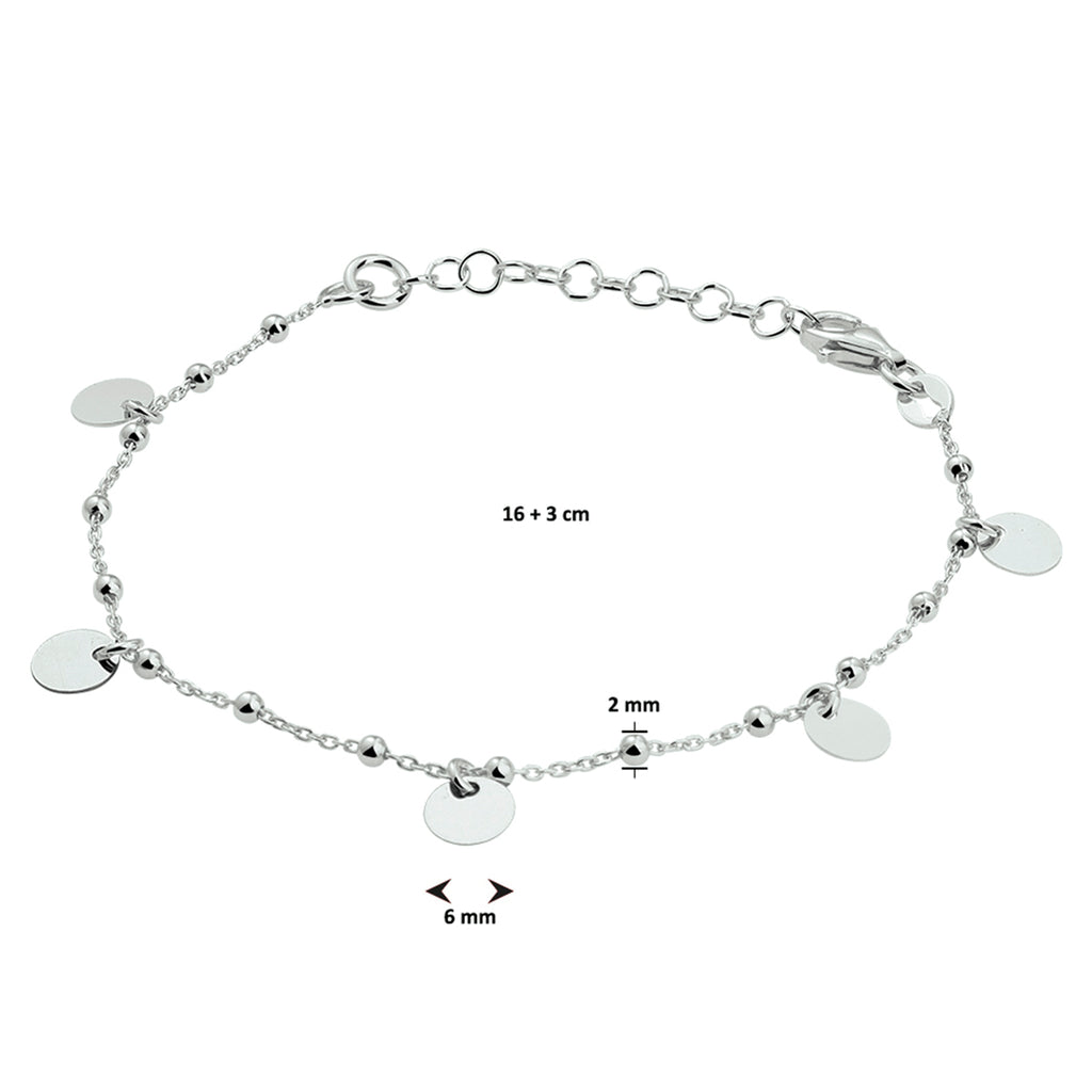 Armband Kreise 16 + 3 cm Silber rhodiniert