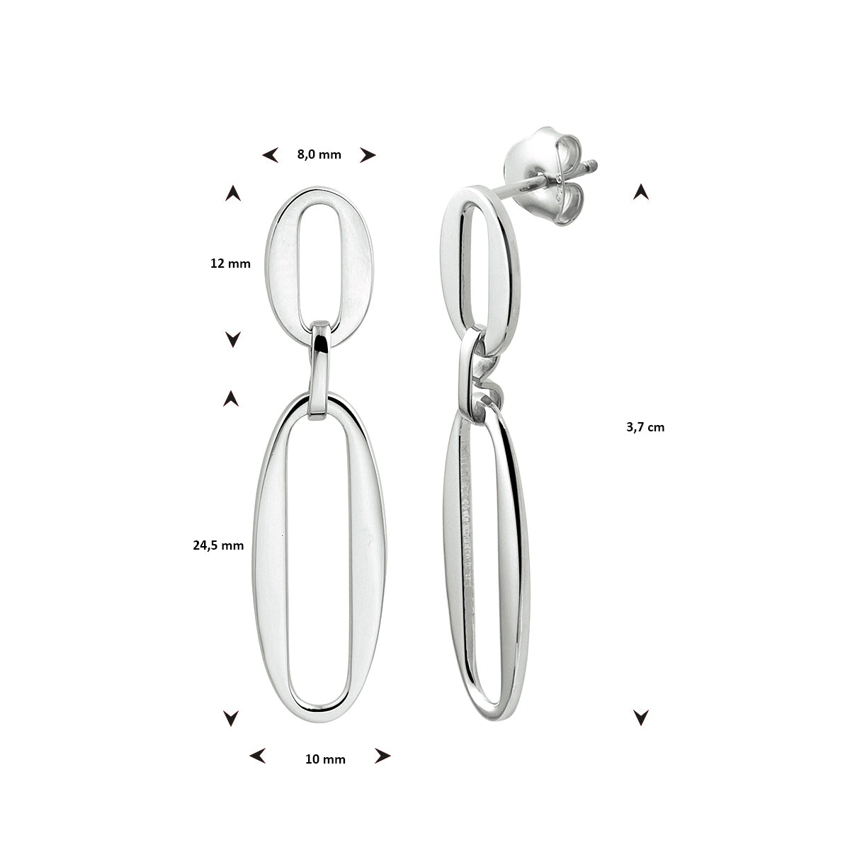 oorhangers paperclip zilver gerhodineerd