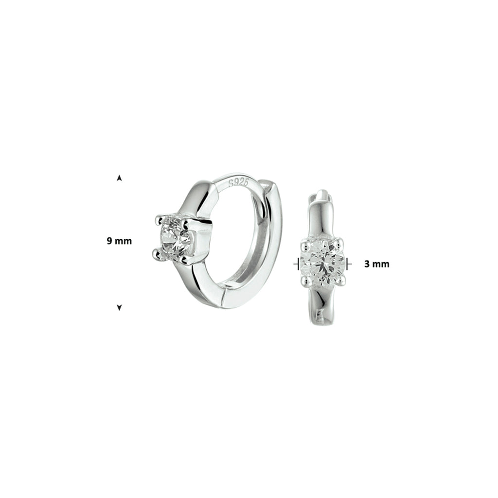 klapoorringen zirkonia zilver gerhodineerd