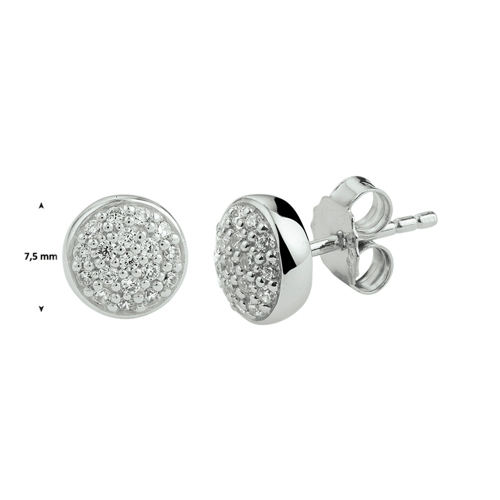 oorknoppen zirkonia 7,5 mm zilver gerhodineerd