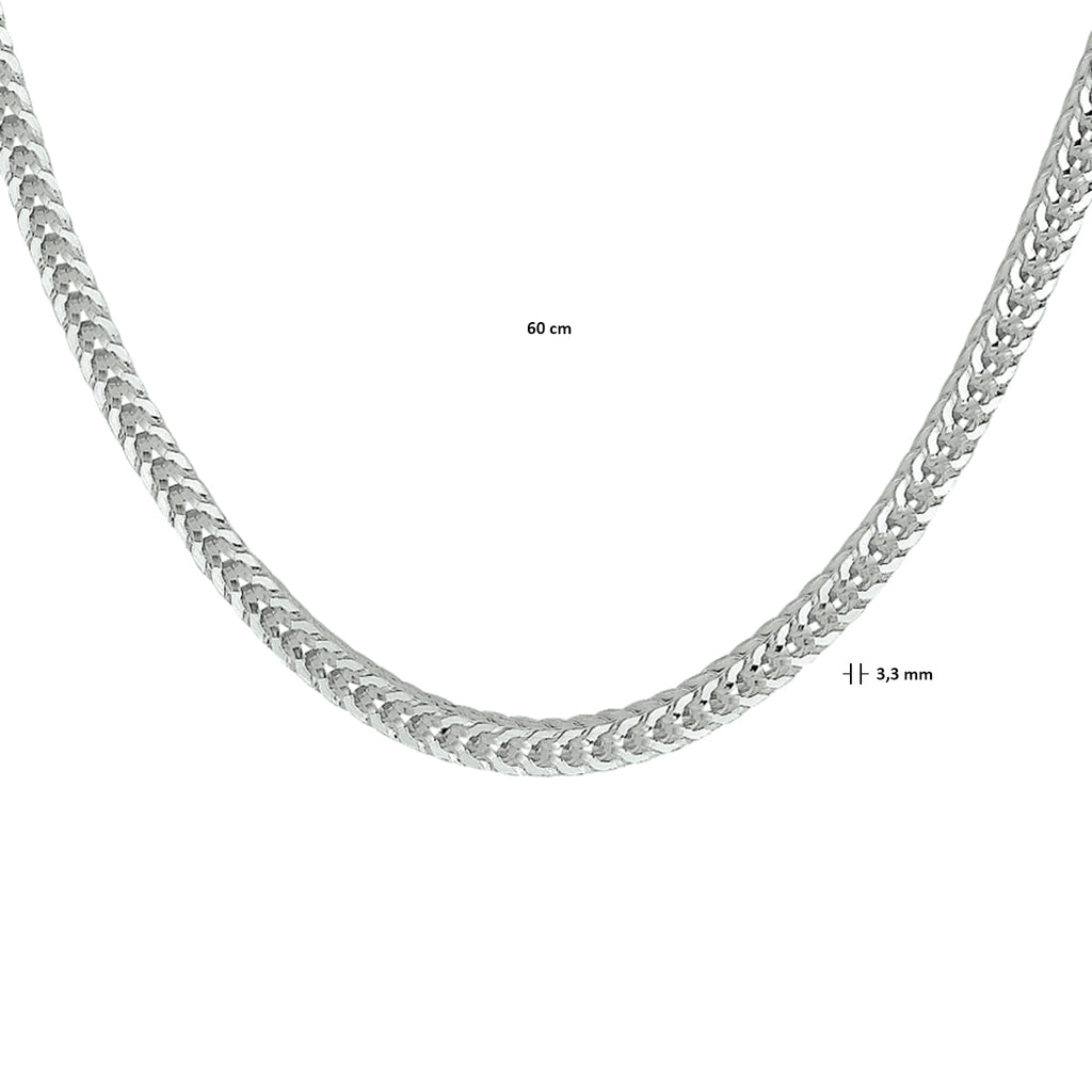 vossestaart 3,3 mm zilver wit