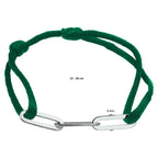 Armband Satin grün 13 - 26 cm rhodiniertes Silber mit Gummi/Nylon/Leder