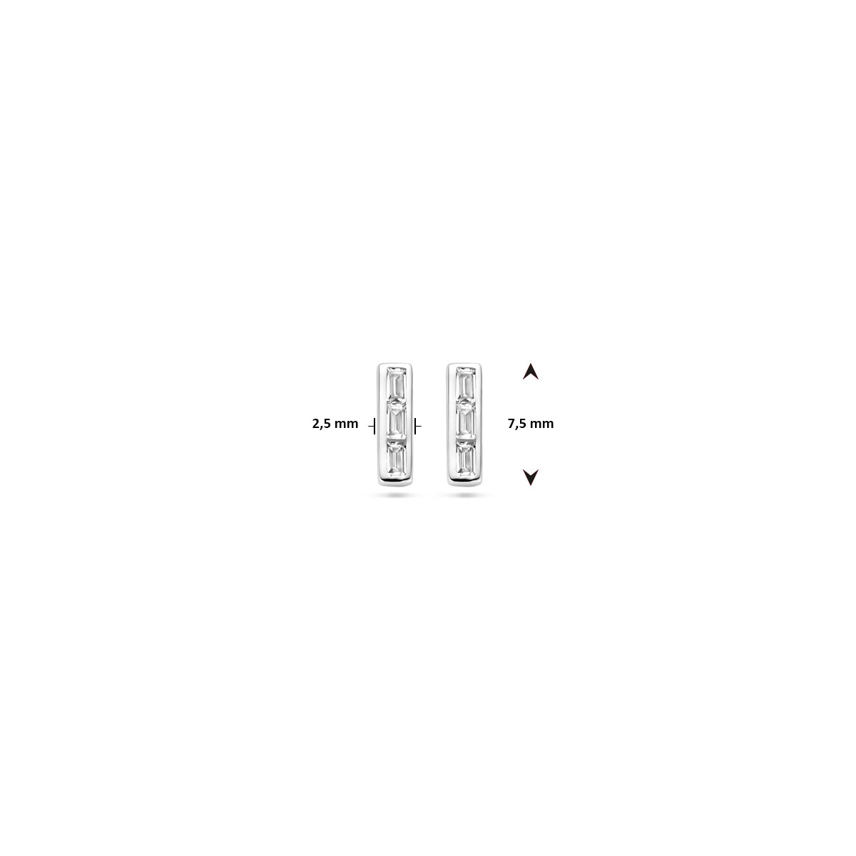 Ohrstecker Zirkonia 7,5 mm Silber rhodiniert