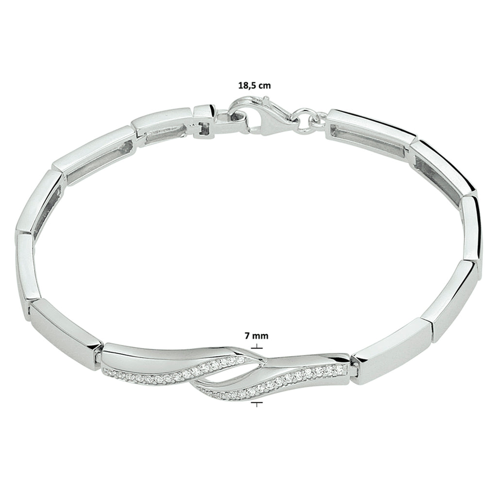 Armband Zirkonia 7 mm 18,5 cm Silber rhodiniert