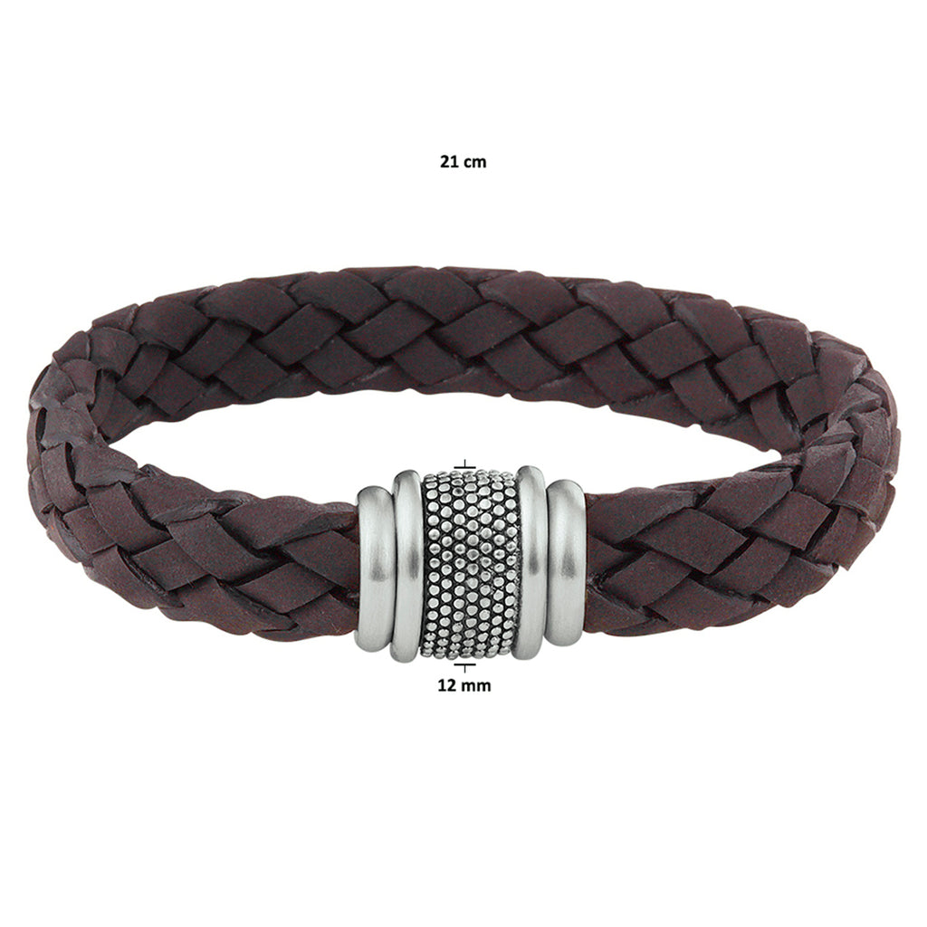 Armband leer dunkelbraun Edelstahl