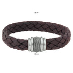 Armband leer dunkelbraun Edelstahl