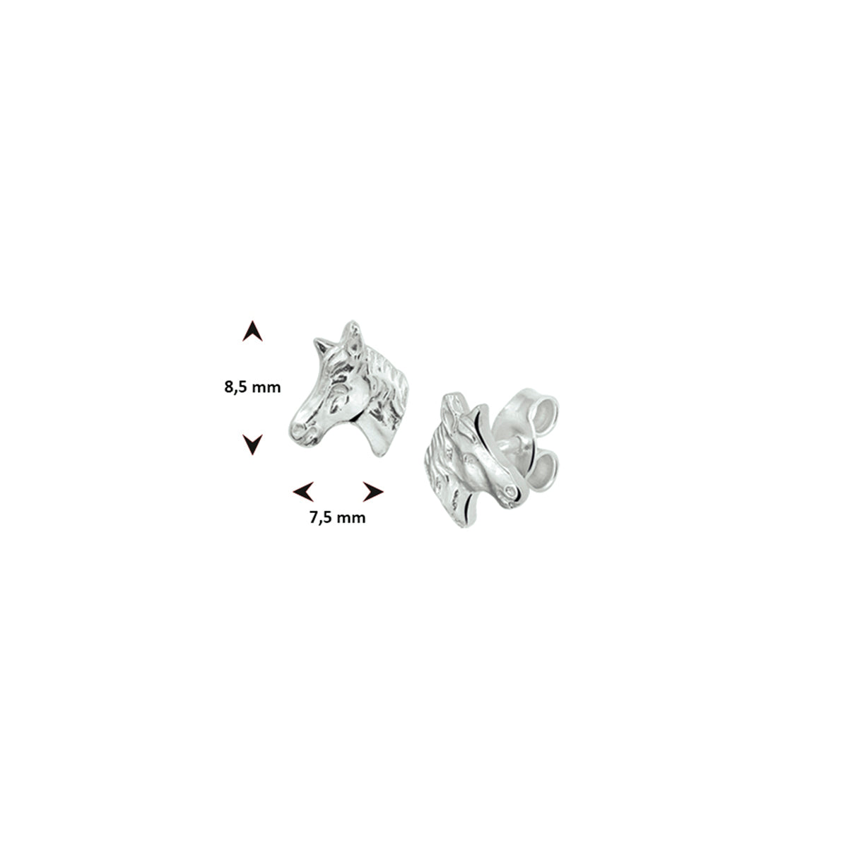 oorknoppen paardenhoofd zilver wit