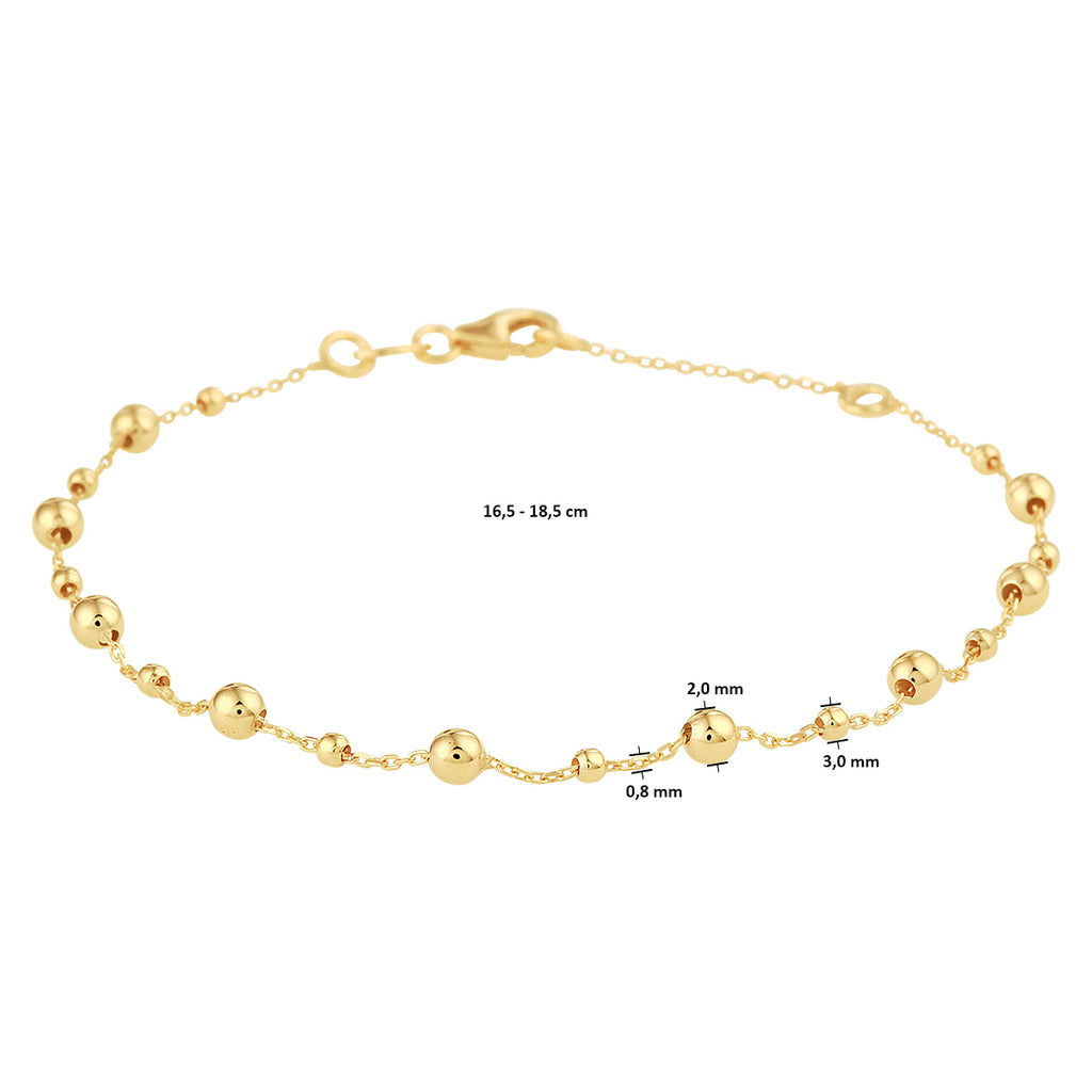 Armbandkugeln 0,8 mm 16,5 - 18,5 cm 14K Gelbgold