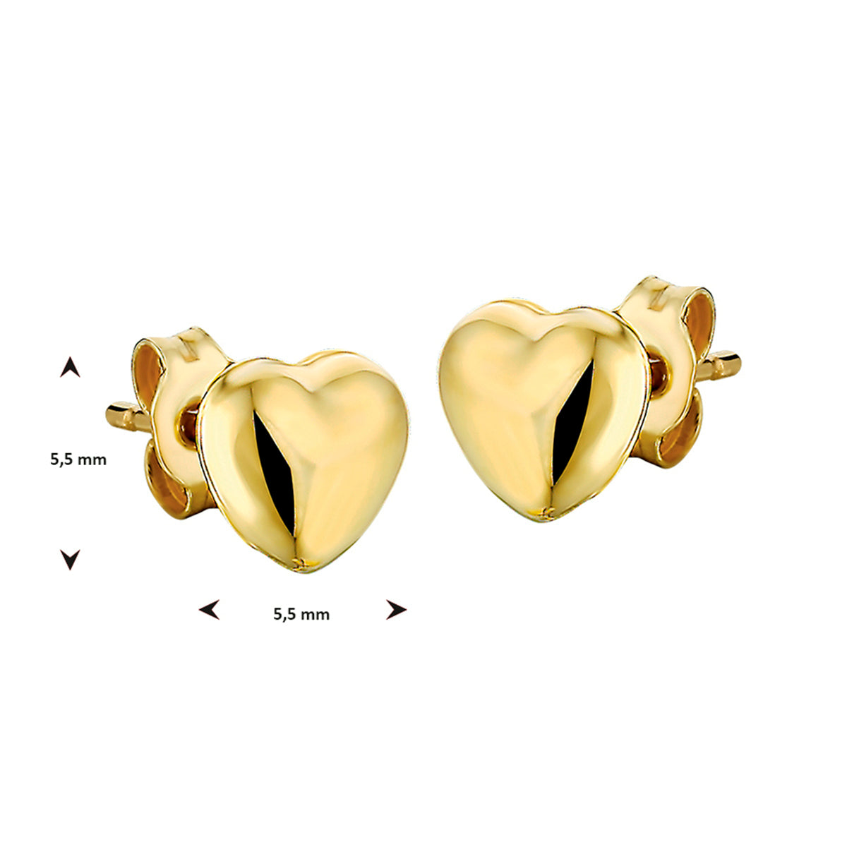 Ohrstecker Herz massiv 14K Gelbgold