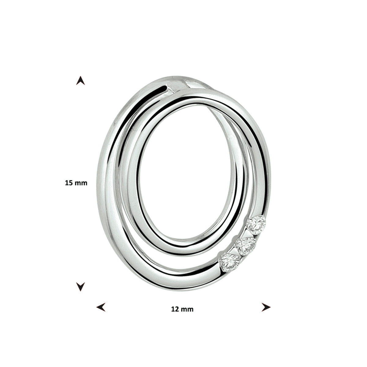 hanger diamant 0.04ct h si 14K witgoud - ovaal