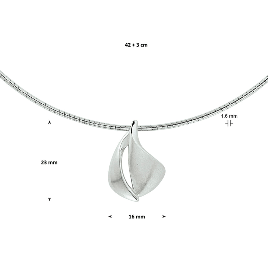 Halskette Poly/matt 42 + 3 cm Silber rhodiniert