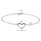 Fußkettchen Herz 24 + 2 cm Silber rhodiniert