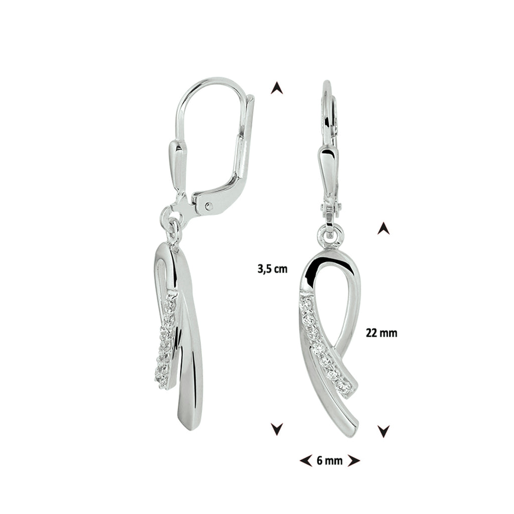 oorhangers zirkonia brisur haak zilver gerhodineerd