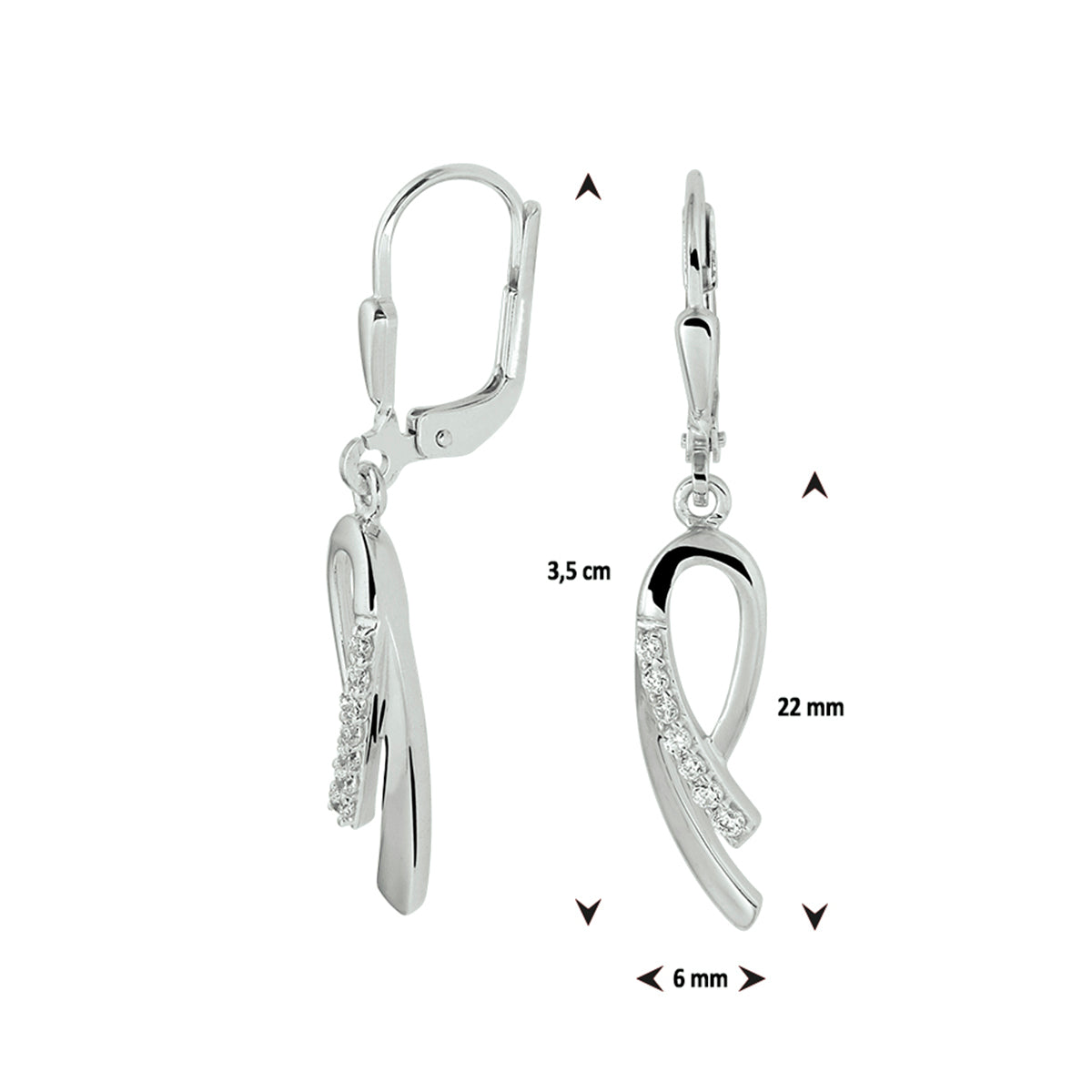 oorhangers zirkonia brisur haak zilver gerhodineerd