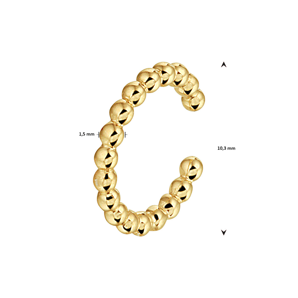 earcuff bolletjes per stuk 14K geelgoud