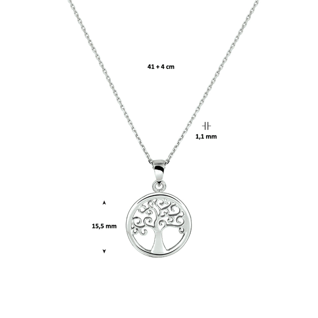Lebensbaum Halskette 41 + 4 cm Silber rhodiniert
