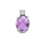 Anhänger Amethyst und Zirkonia 13 mm Silber rhodiniert