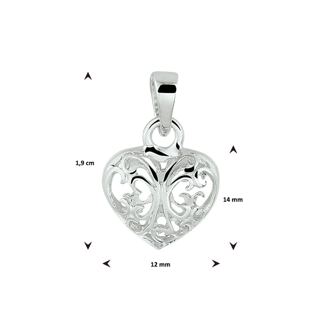 hanger hart filigrain zilver gerhodineerd