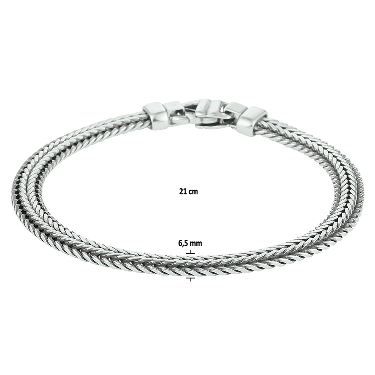 Armband Oxi Fuchsschwanz 6,5 mm Silber oxidiert