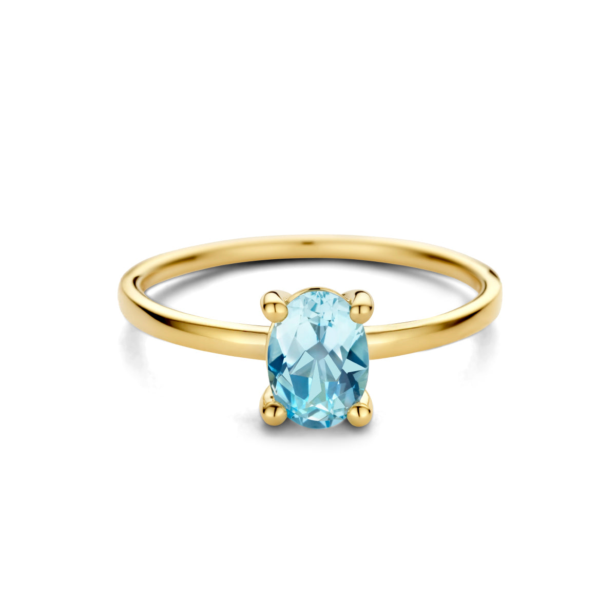 ring blauw topaas 14K geelgoud