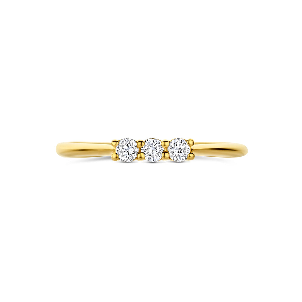 trilogie ring lab grown diamant 0.15ct g vs 14K geelgoud
