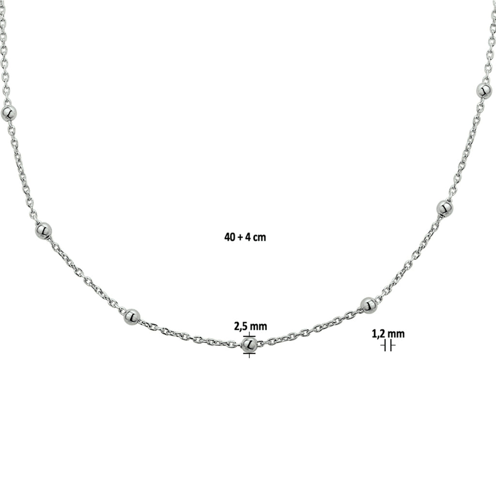 Halskette Kugeln 1,2 mm 40 + 4 cm Silber rhodiniert