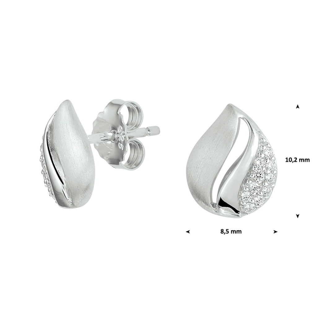 Ohrstecker Zirkonia Poly/Silber matt rhodiniert