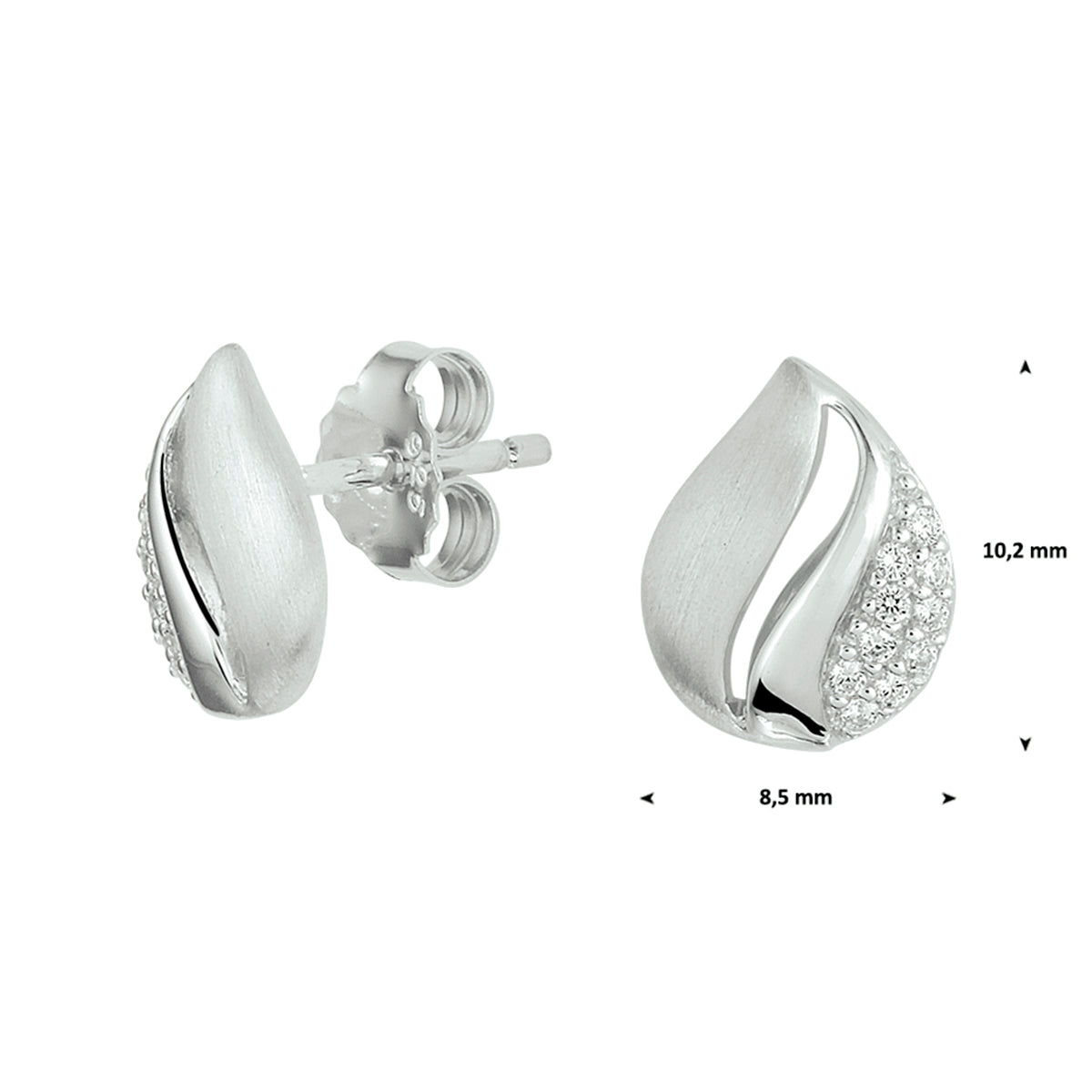 Ohrstecker Zirkonia Poly/Silber matt rhodiniert