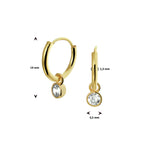 oorringen met hangers zirkonia 14K geelgoud