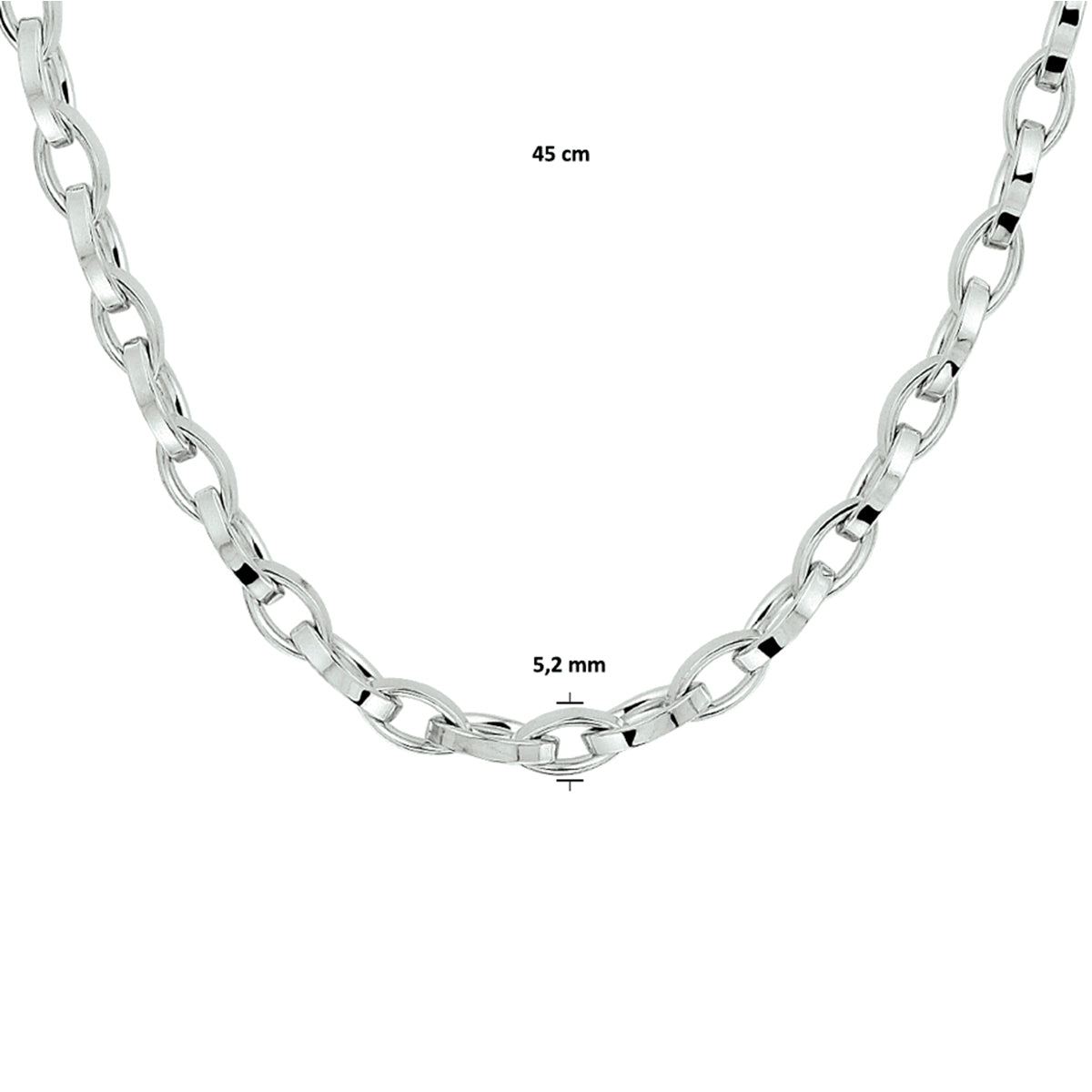Halskette Anker 5,2 mm 45 cm Silber rhodiniert
