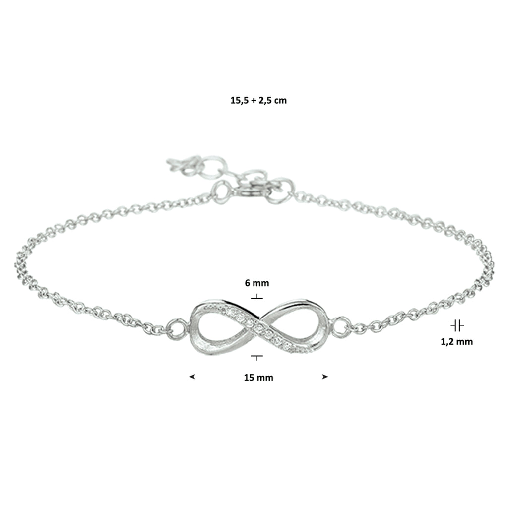 armband infinity zirkonia zilver gerhodineerd