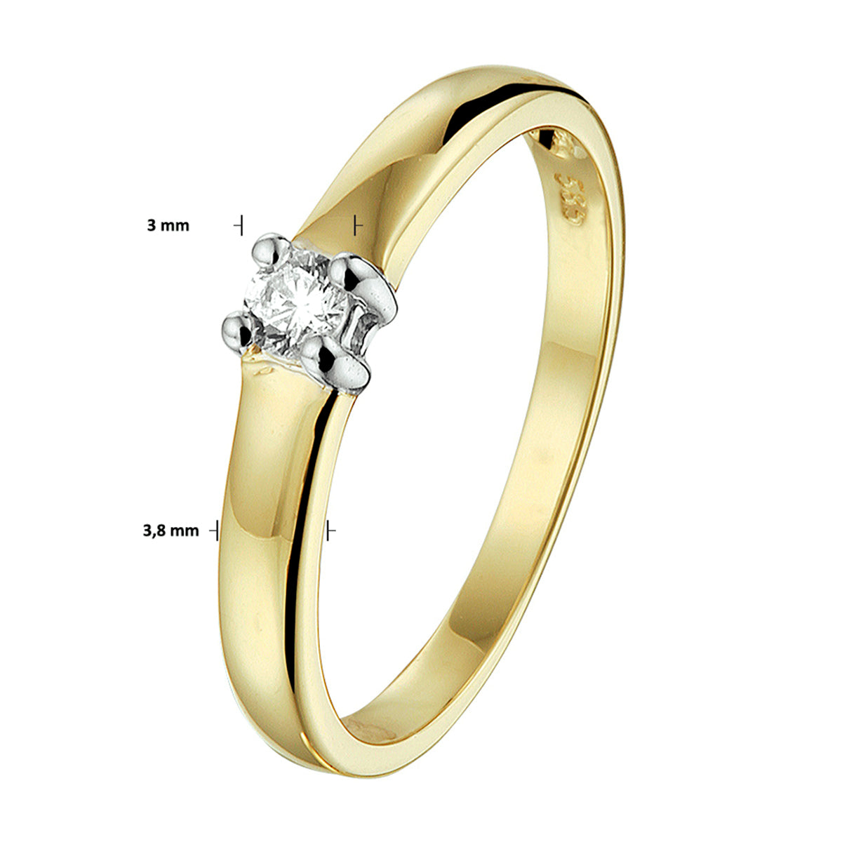 Ring Zirkonia 14K Bicolor Gold Gelb/Weiß