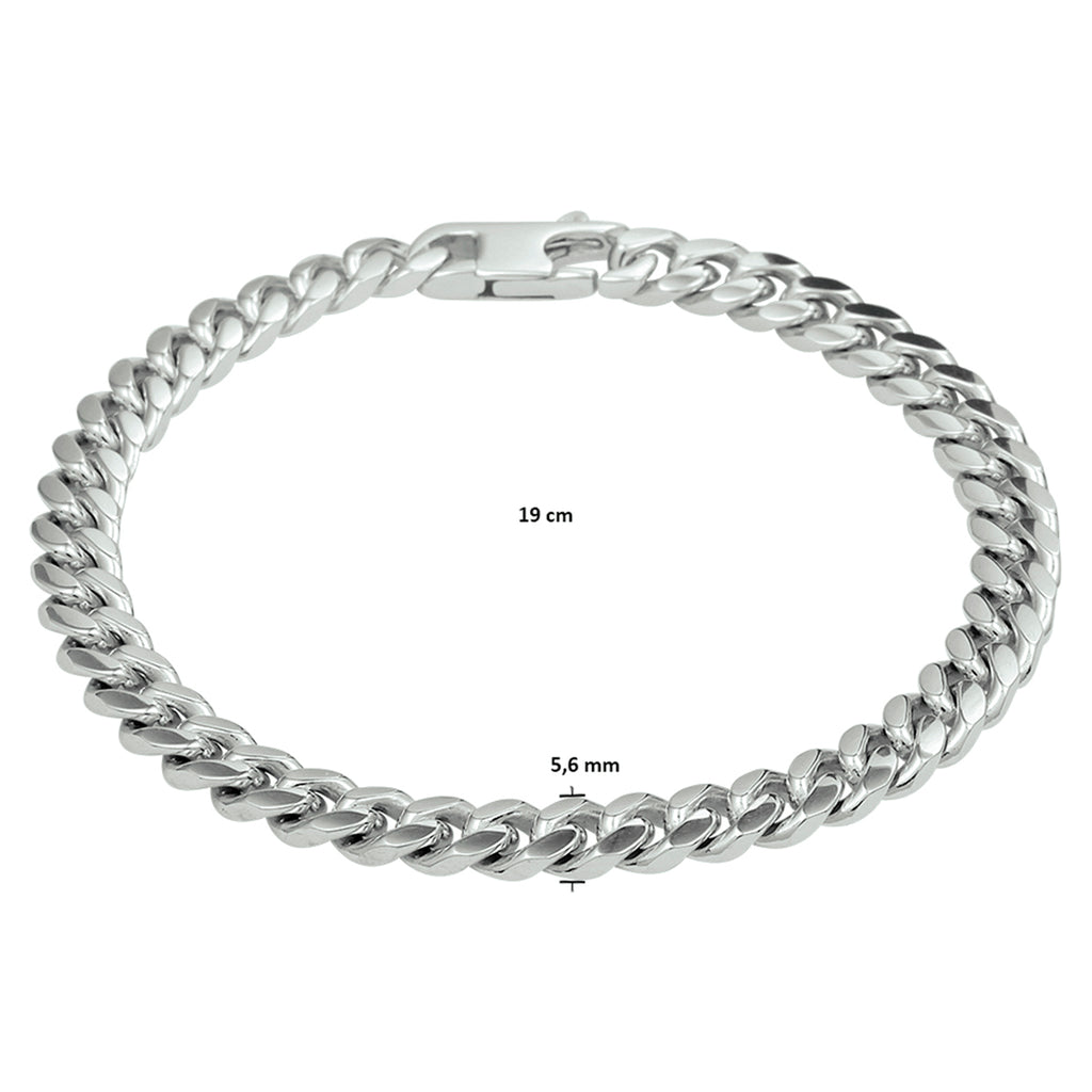 Armband Panzerkette 6-fach geschliffen 5,6 mm 19 cm rhodiniertes Silber