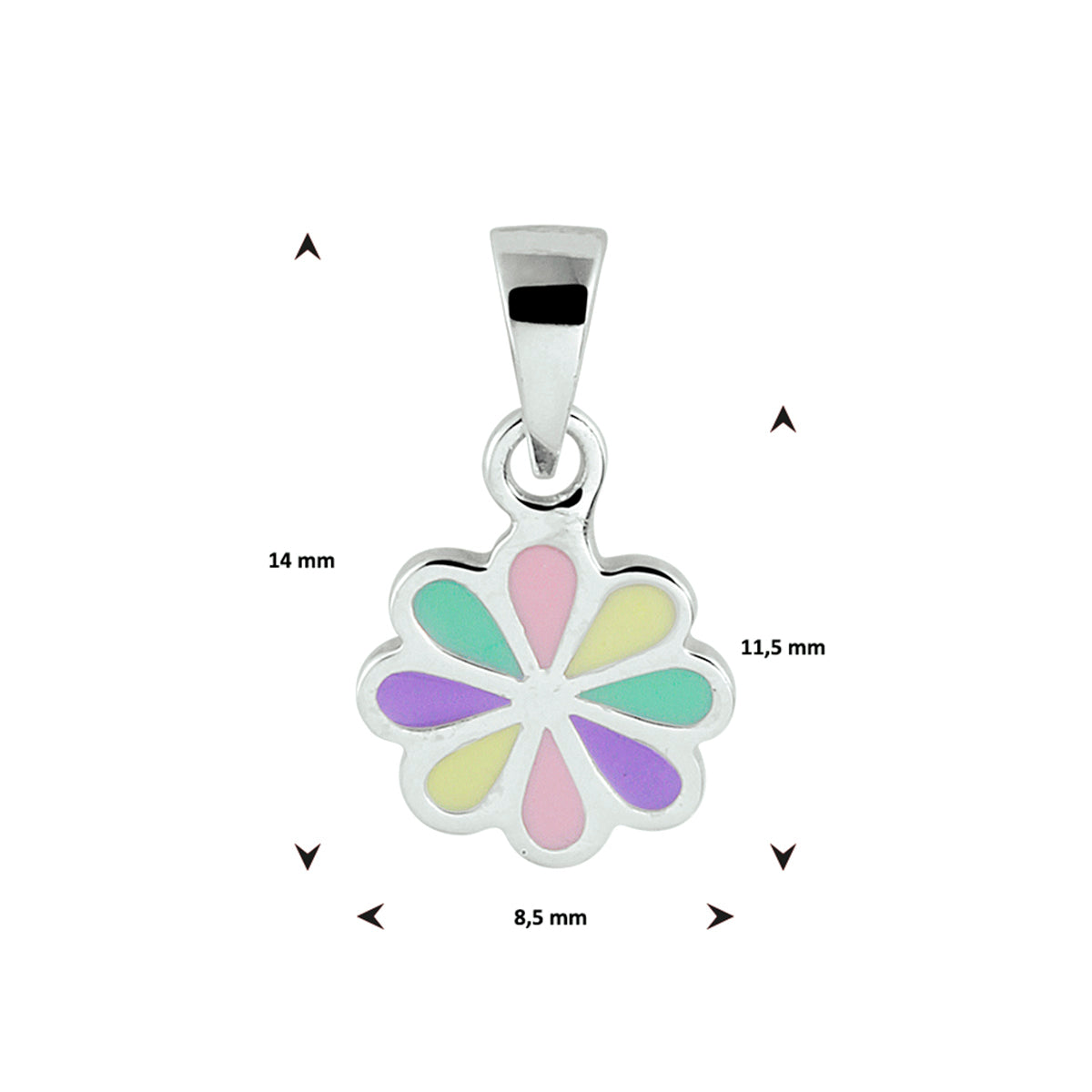 Anhänger Blume Emaille Silber rhodiniert