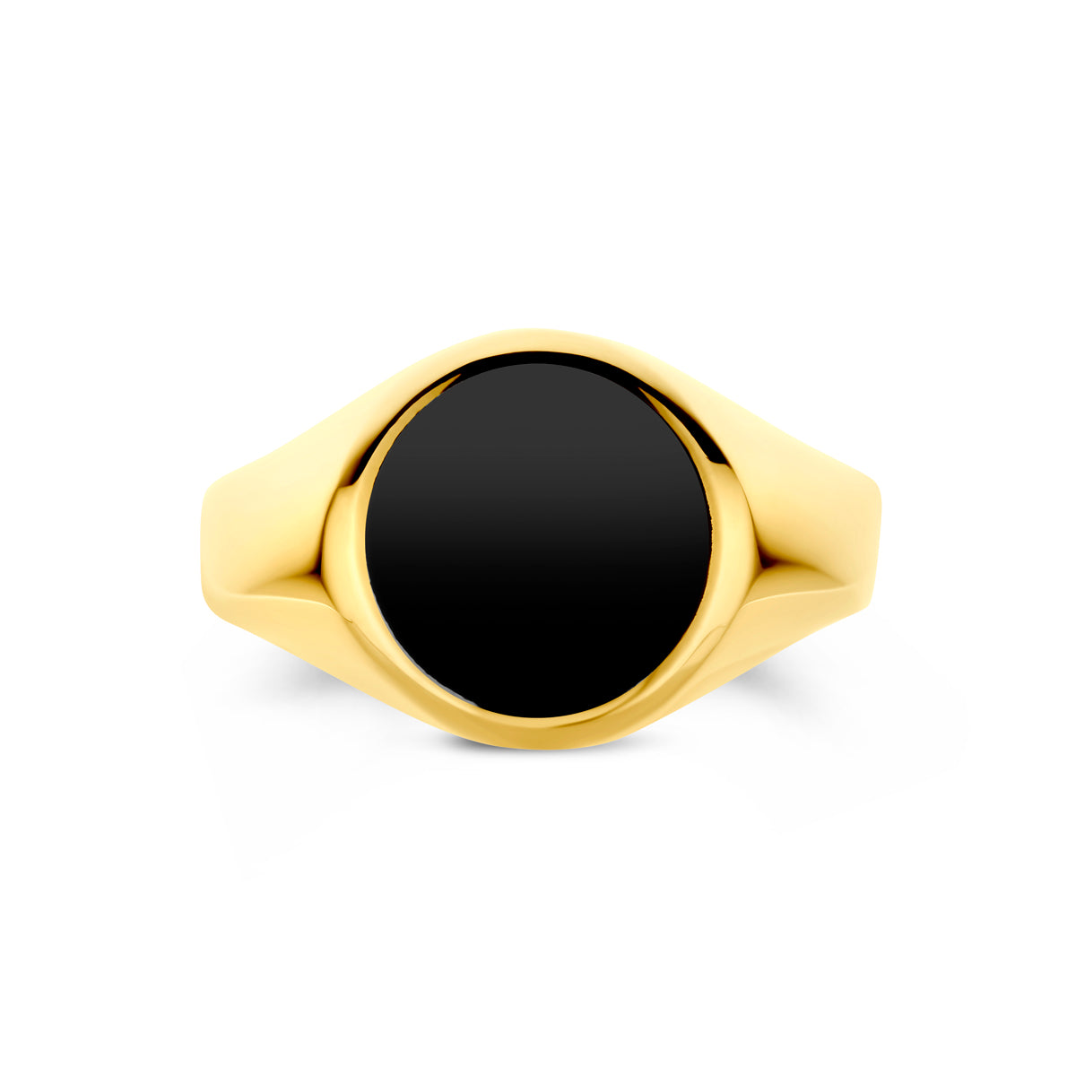 ring onyx 14K geelgoud - rond