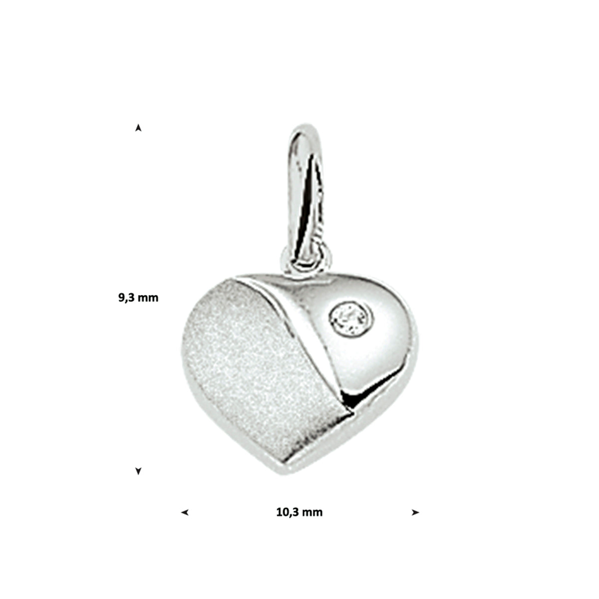hanger hart zirkonia poli/mat zilver gerhodineerd