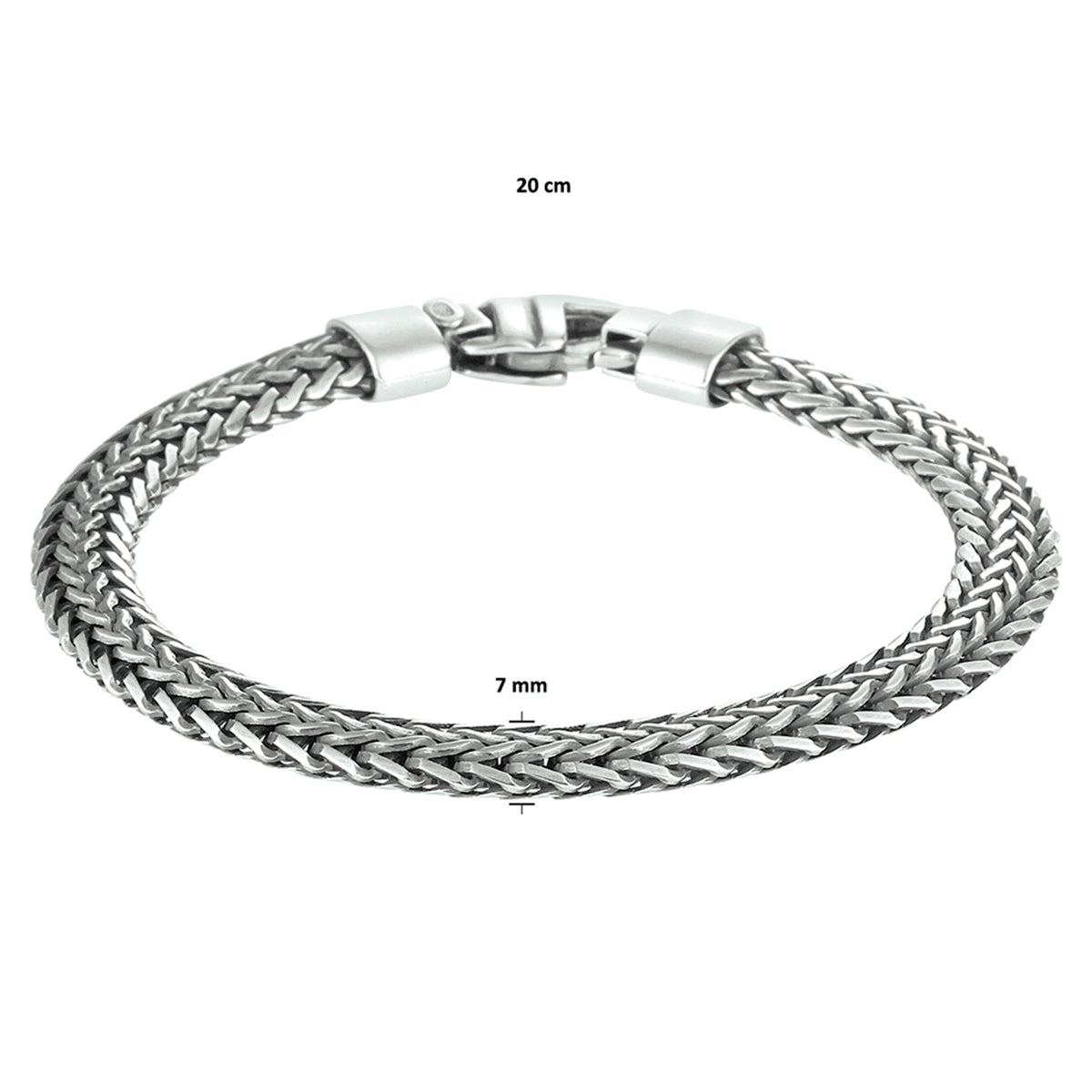 Armband Oxi Fuchsschwanz 7 mm 20 cm Silber oxidiert
