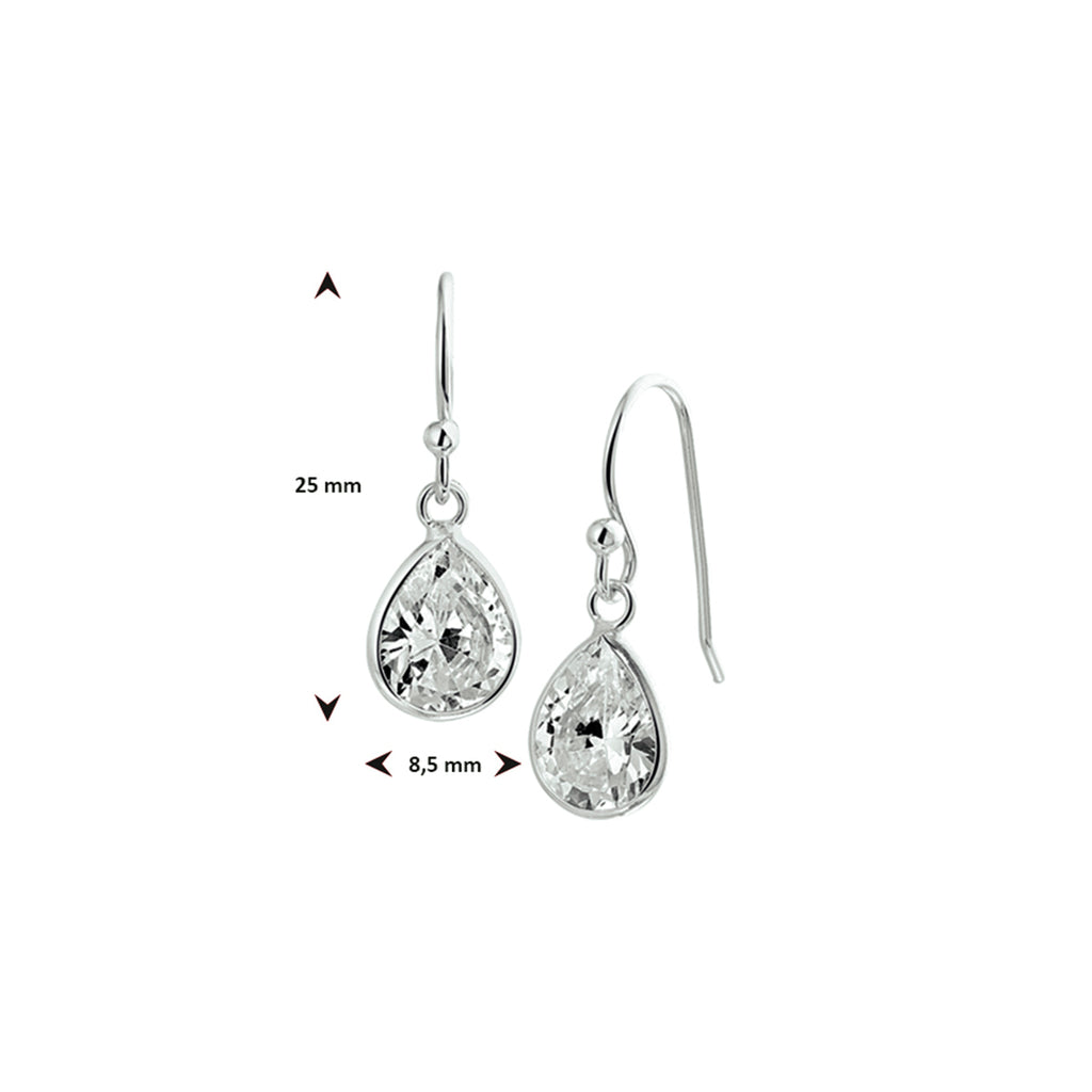 Ohrringe mit Zirkonia, französischer Haken, Silber rhodiniert