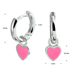 oorringen hart emaille zilver gerhodineerd