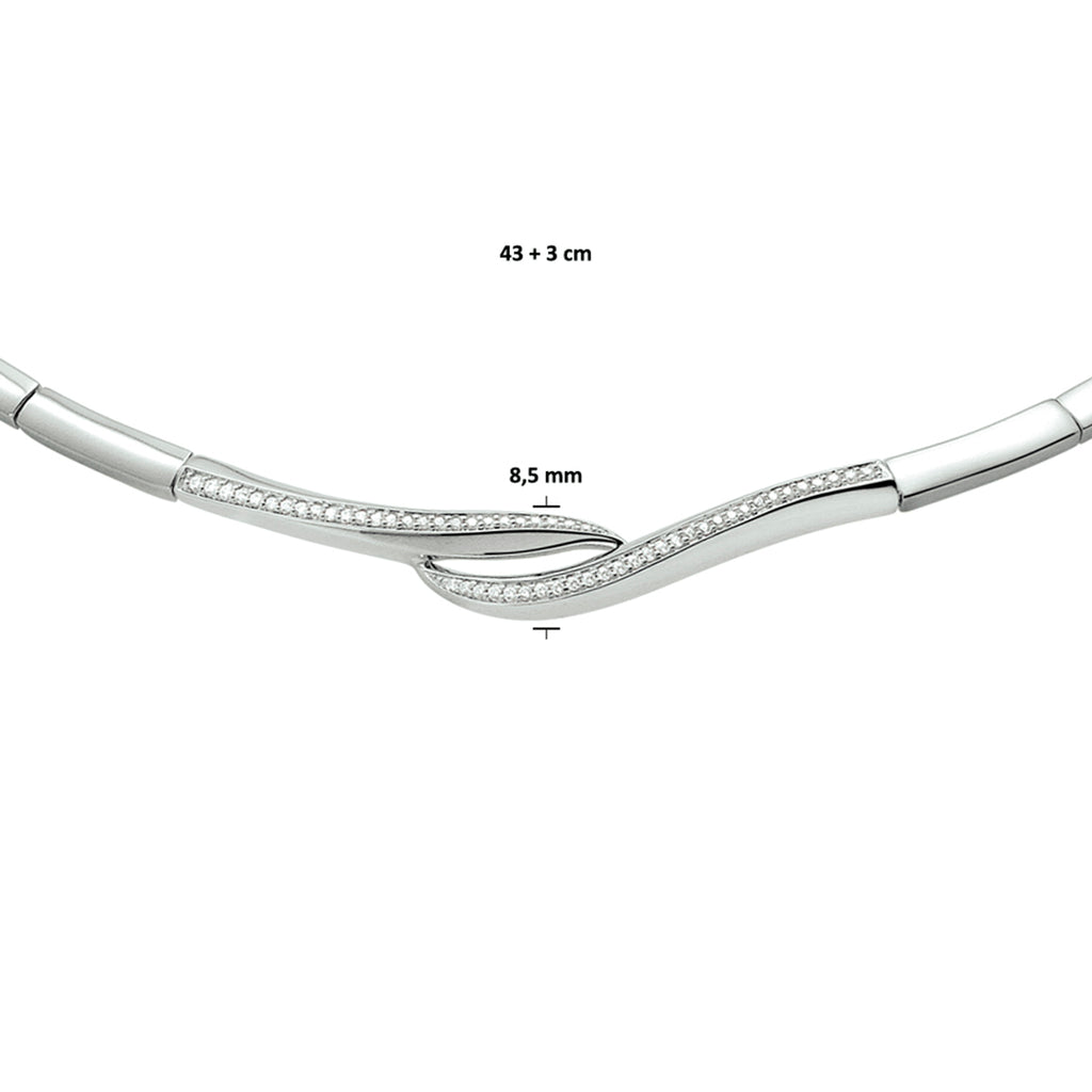Halskette Zirkonia 43 + 3 cm Silber rhodiniert