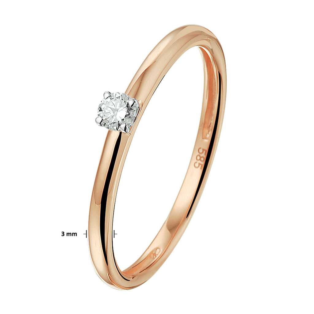 ring diamant 0.09ct h si 14K bicolor goud rosé/wit